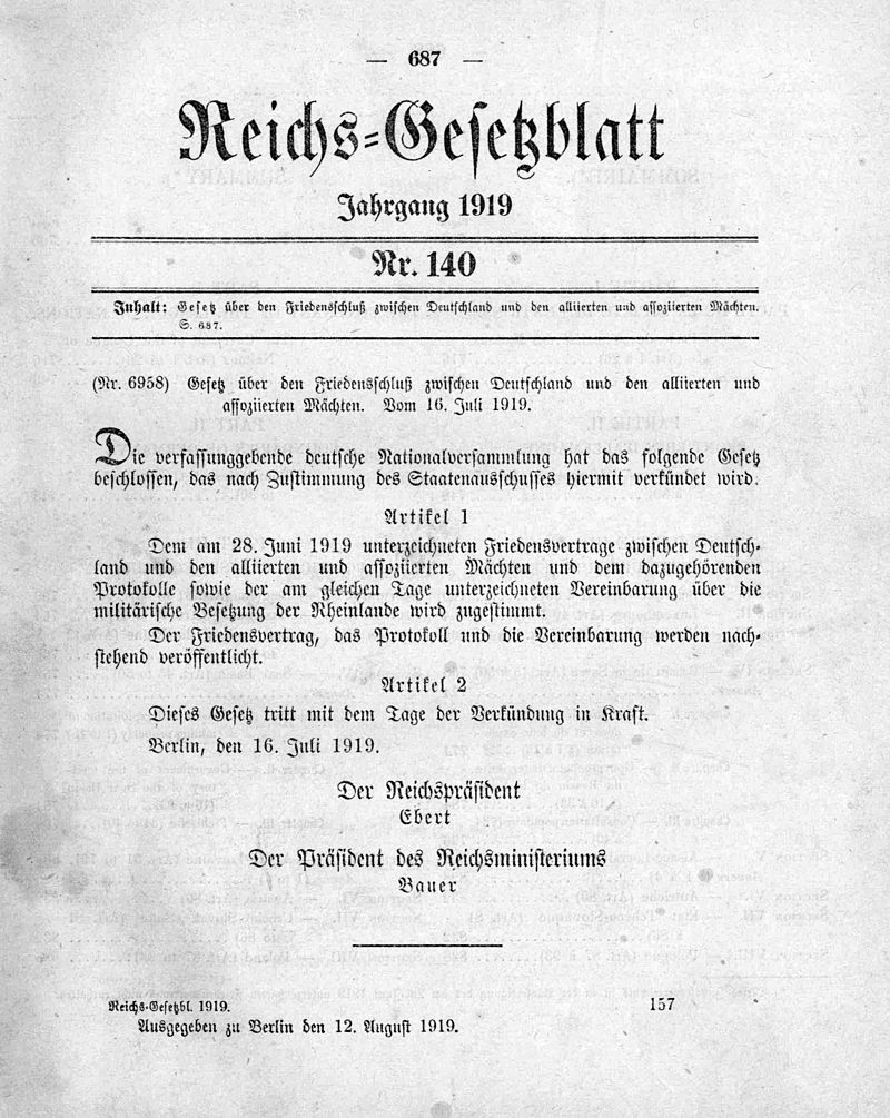 Reichs-Gesetzblatt 1919, Nr. 140